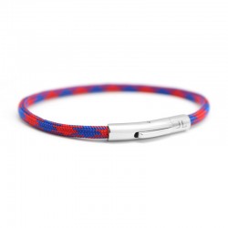 Bracelet cordon personnalisé rouge et bleu - Acier inoxydable