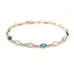 Bracelet cristal bleu en plaqué or