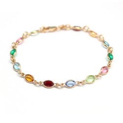 Bracelet chaine et cristal multicolore